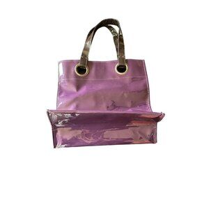Crate & Barrel Palazzo Patent Tote Purple Aubergine 15.5"x14"x5.5"